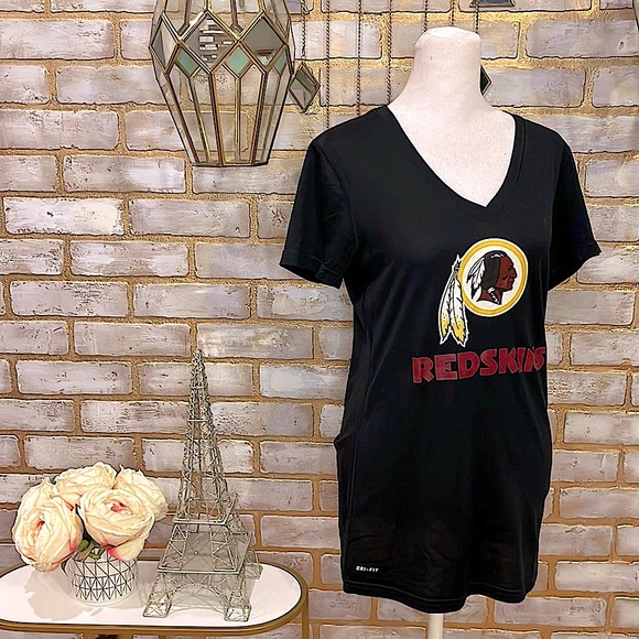 Nike NFL Team Apparel Redskins Dri-Fit Black V-Neck T-Shirt, Women’s Size Medium - Picture 5 of 11